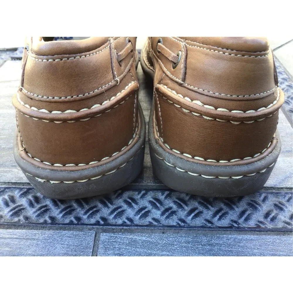 Hunters Bay Leather Suede Lace Up Boat Shoes 9 Nautical Vacation